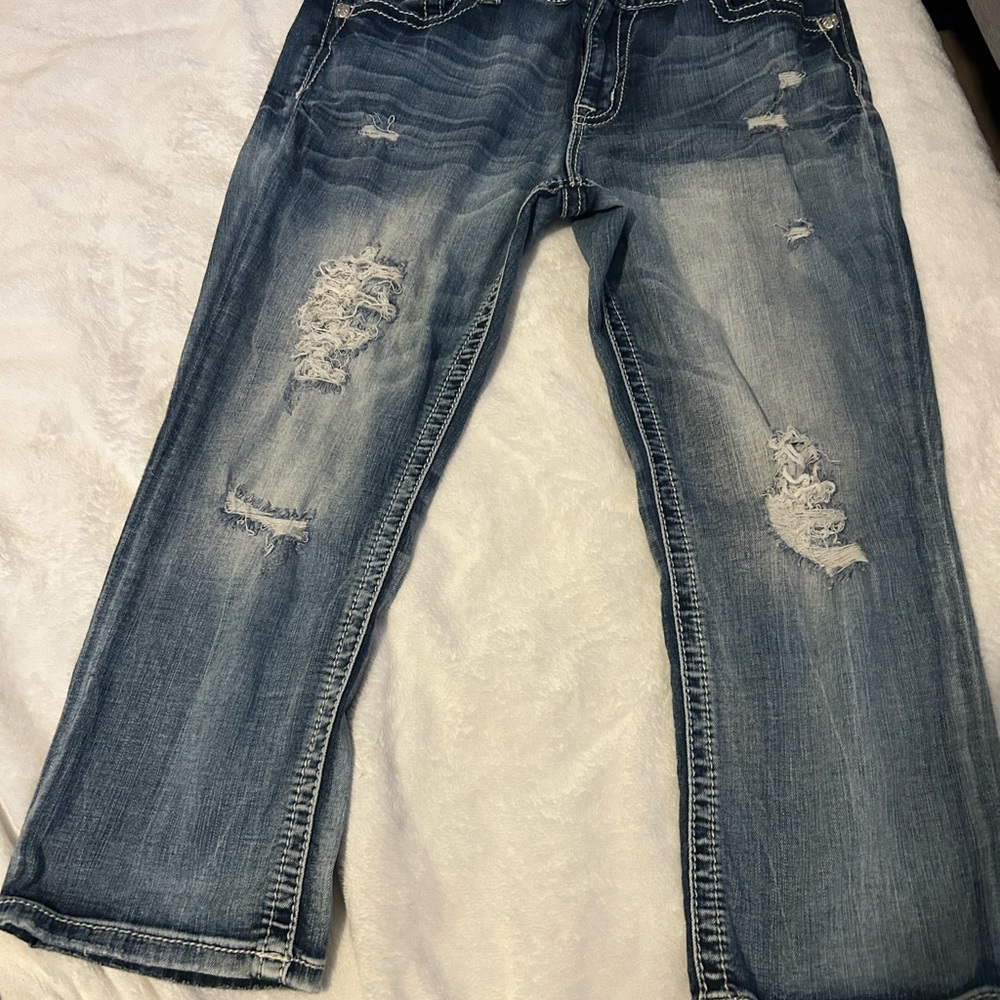 MissMe mid rise Jeans with Rhinestone Classic Blue
